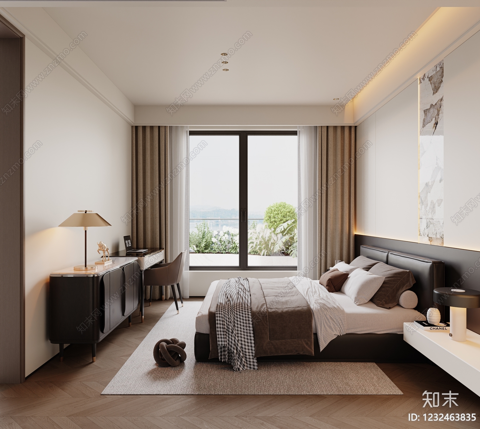 意式极简主卧3D模型下载【ID:1232463835】