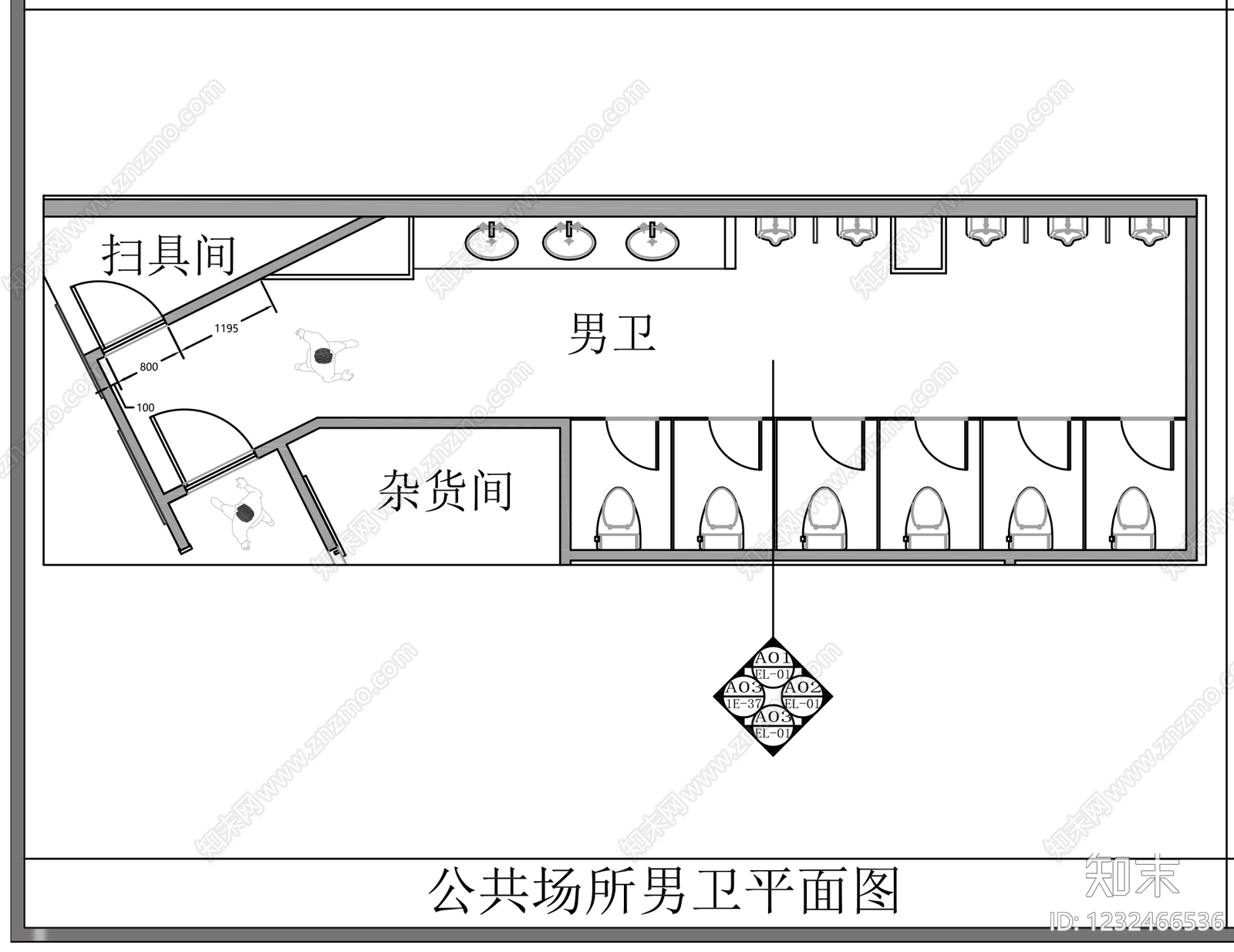 公共卫生间cad施工图下载【ID:1232466536】