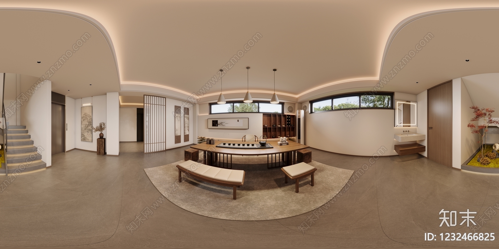 新中式茶室3D模型下载【ID:1232466825】