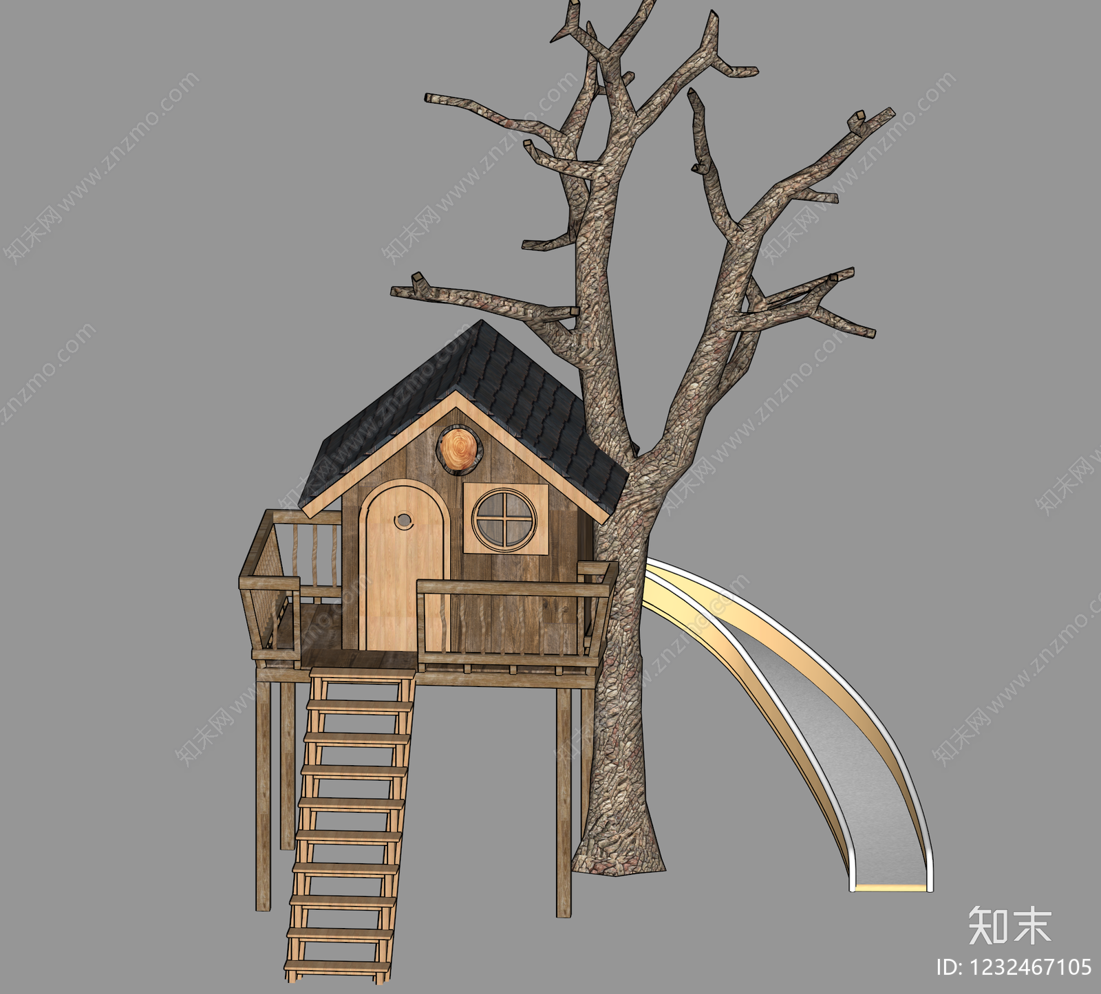 原木风树屋SU模型草图