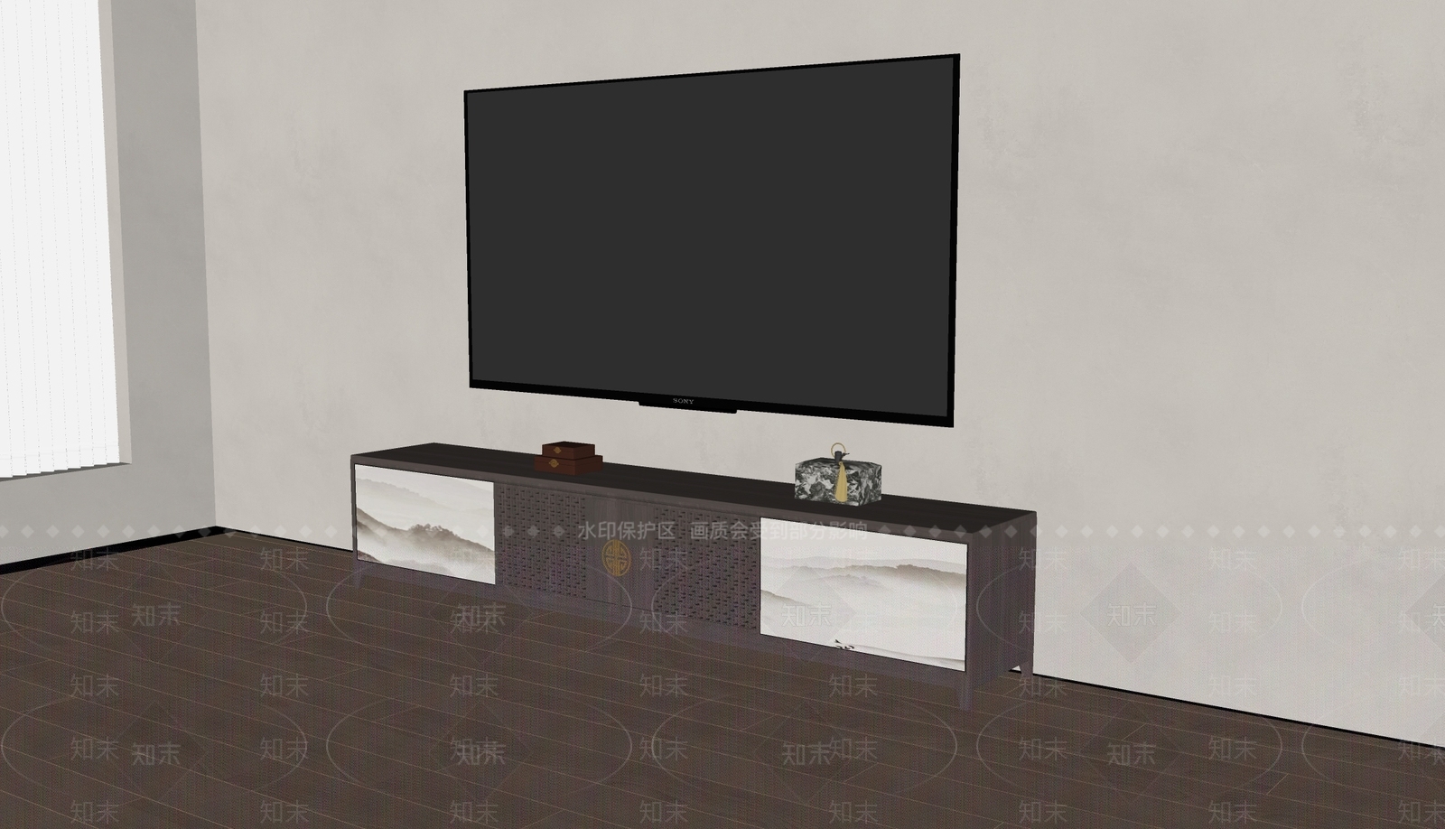 新中式电视柜SU模型下载【ID:1232467956】