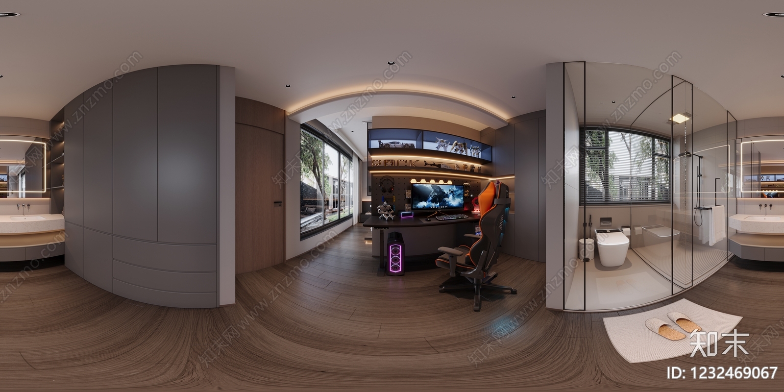 现代简约衣帽间3D模型下载【ID:1232469067】