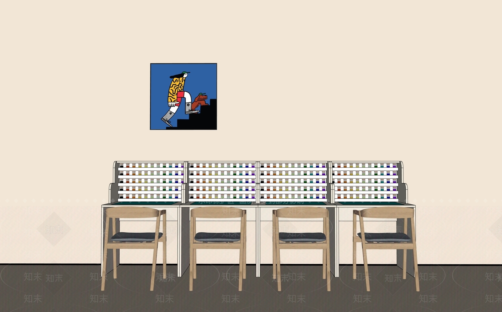奶油风休闲桌椅SU模型下载【ID:1232471003】