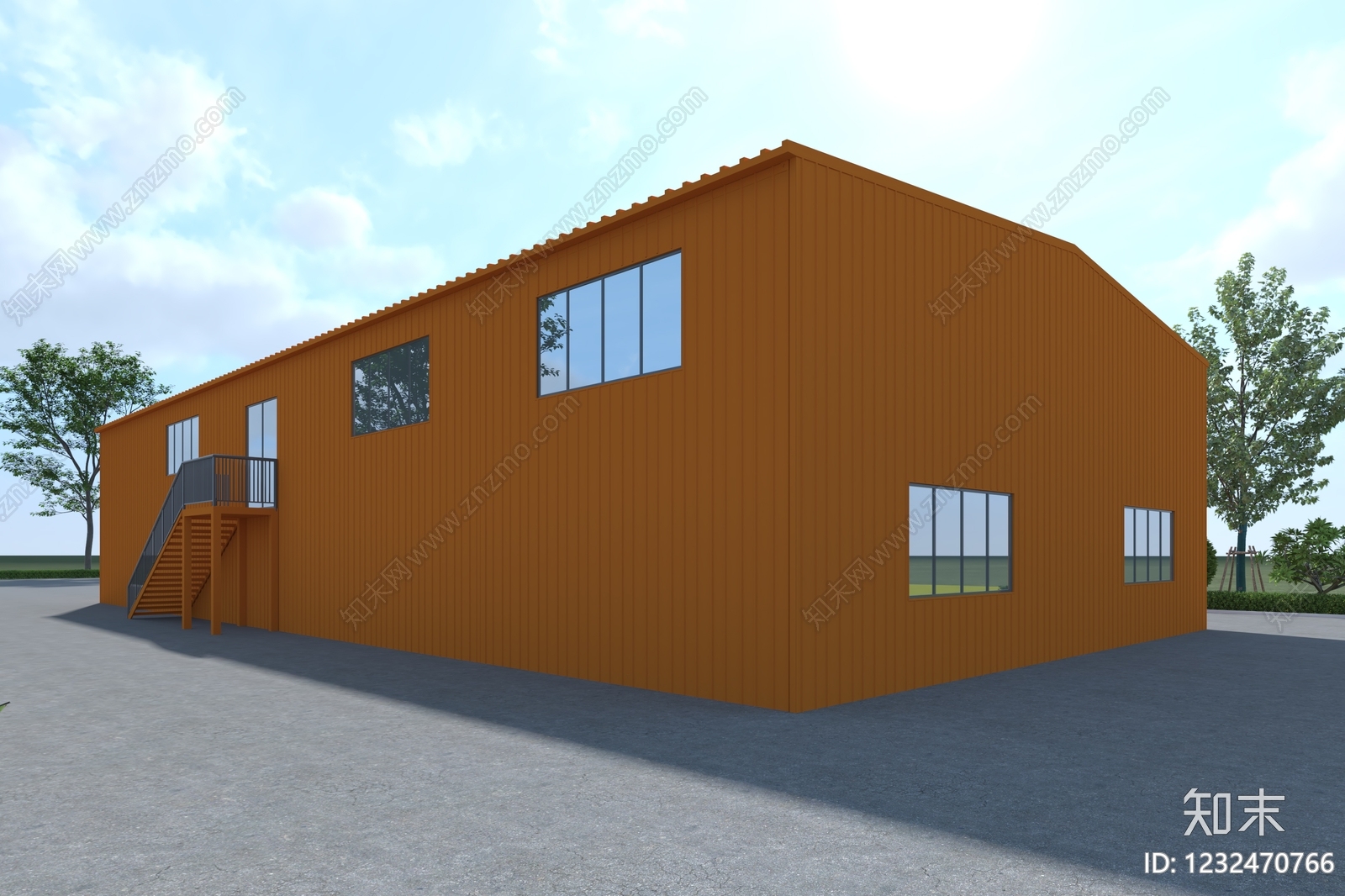 现代主义厂房3D模型下载【ID:1232470766】