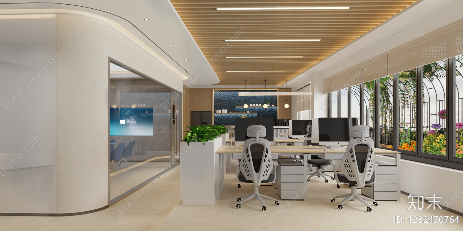 现代简约办公区3D模型下载【ID:1232470764】