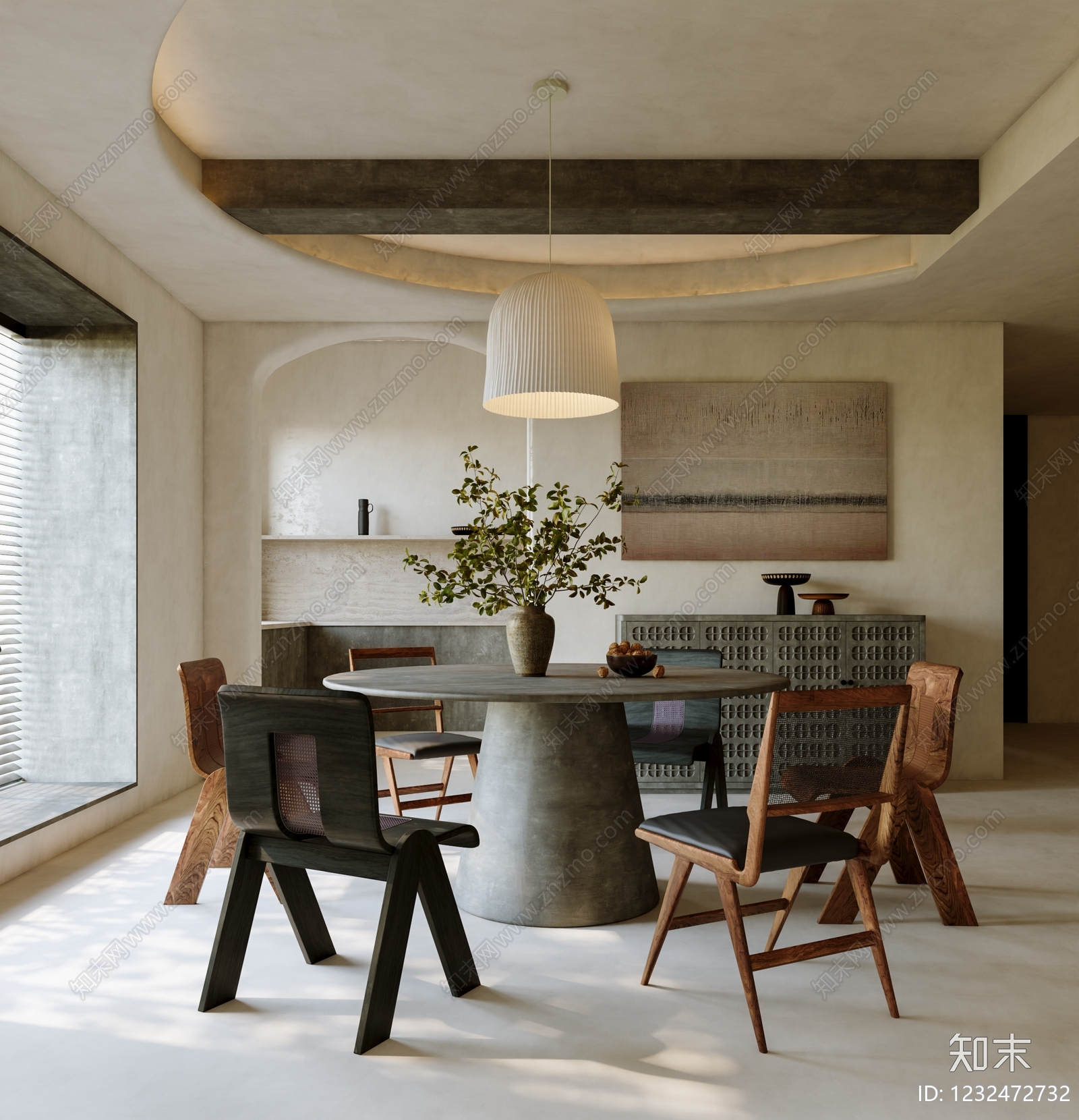 侘寂家居餐厅3D模型下载【ID:1232472732】