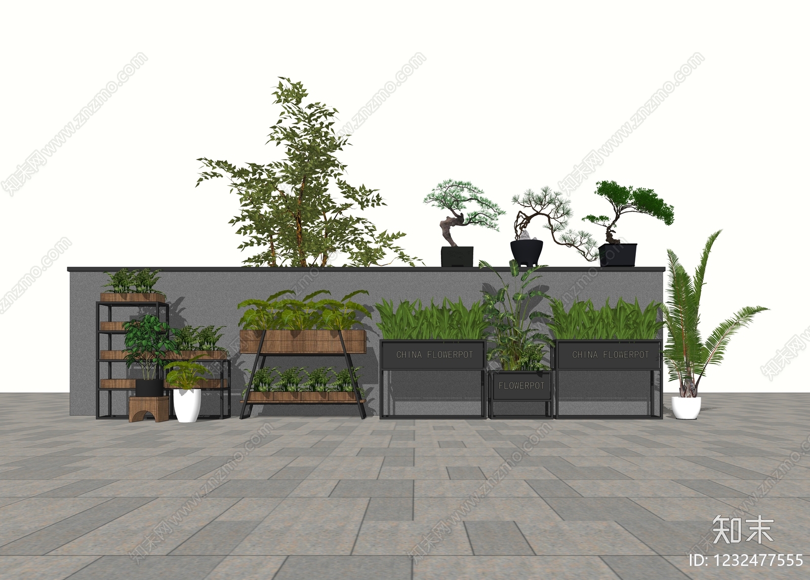 新中式绿植摆件SU模型下载【ID:1232477555】
