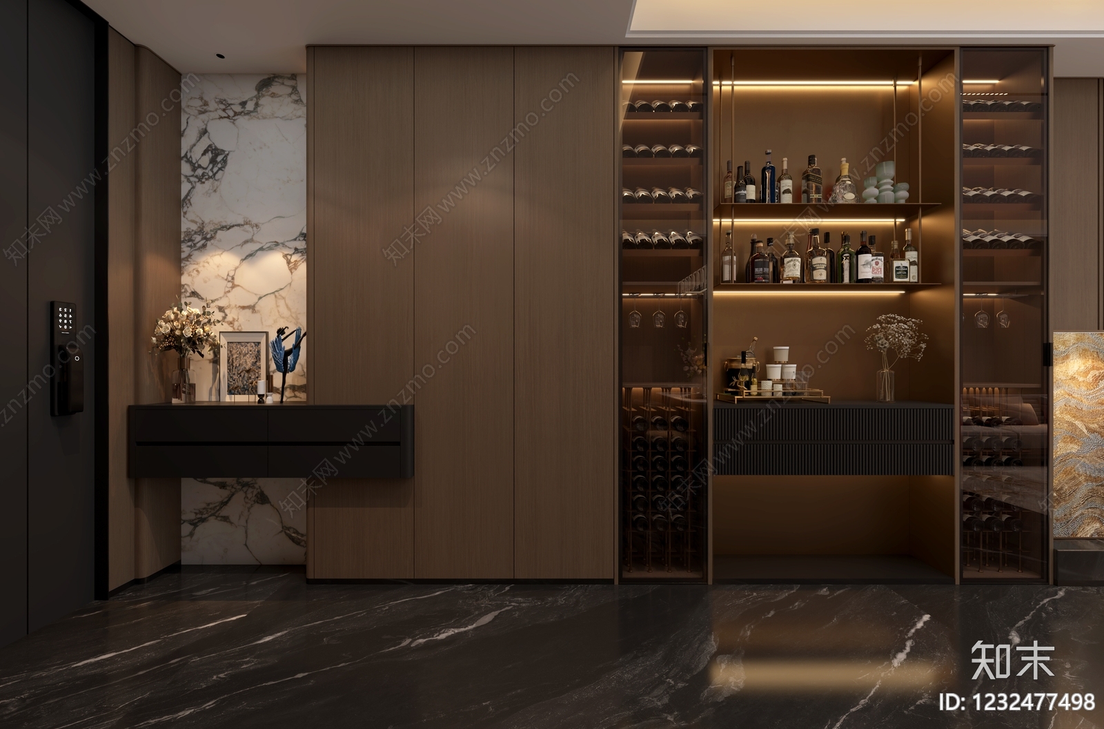 轻奢玄关3D模型下载【ID:1232477498】