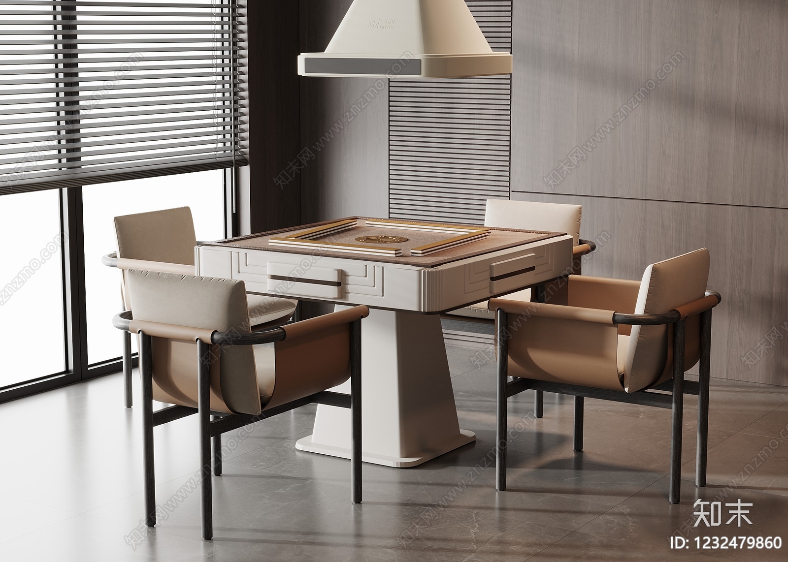 新中式麻将桌3D模型下载【ID:1232479860】