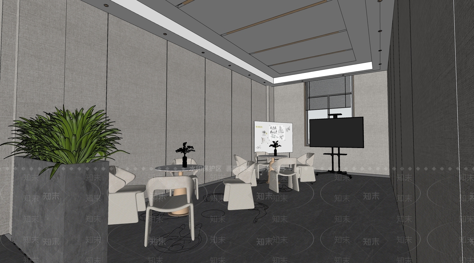 现代简约办公区域SU模型下载【ID:1232481912】
