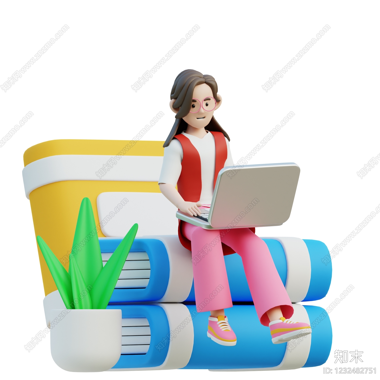 现代女人3D模型渲染效果图