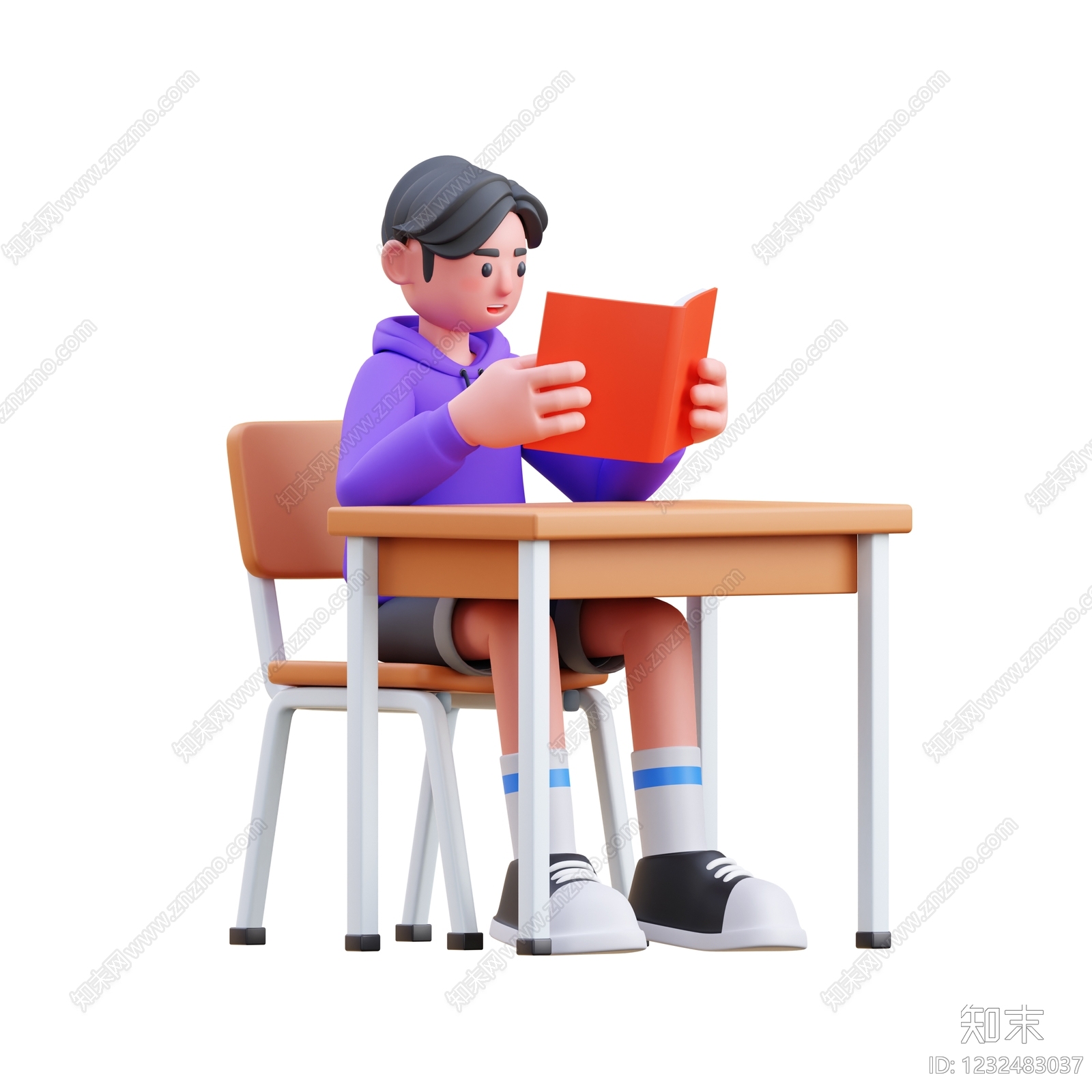 现代简约虚拟人物3D模型渲染效果图