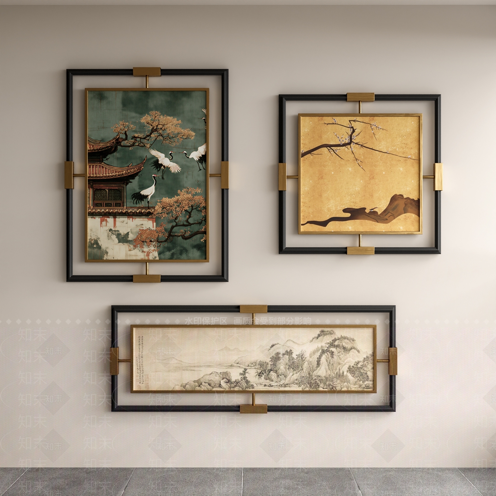 新中式宋式挂画3D模型下载【ID:1232483990】