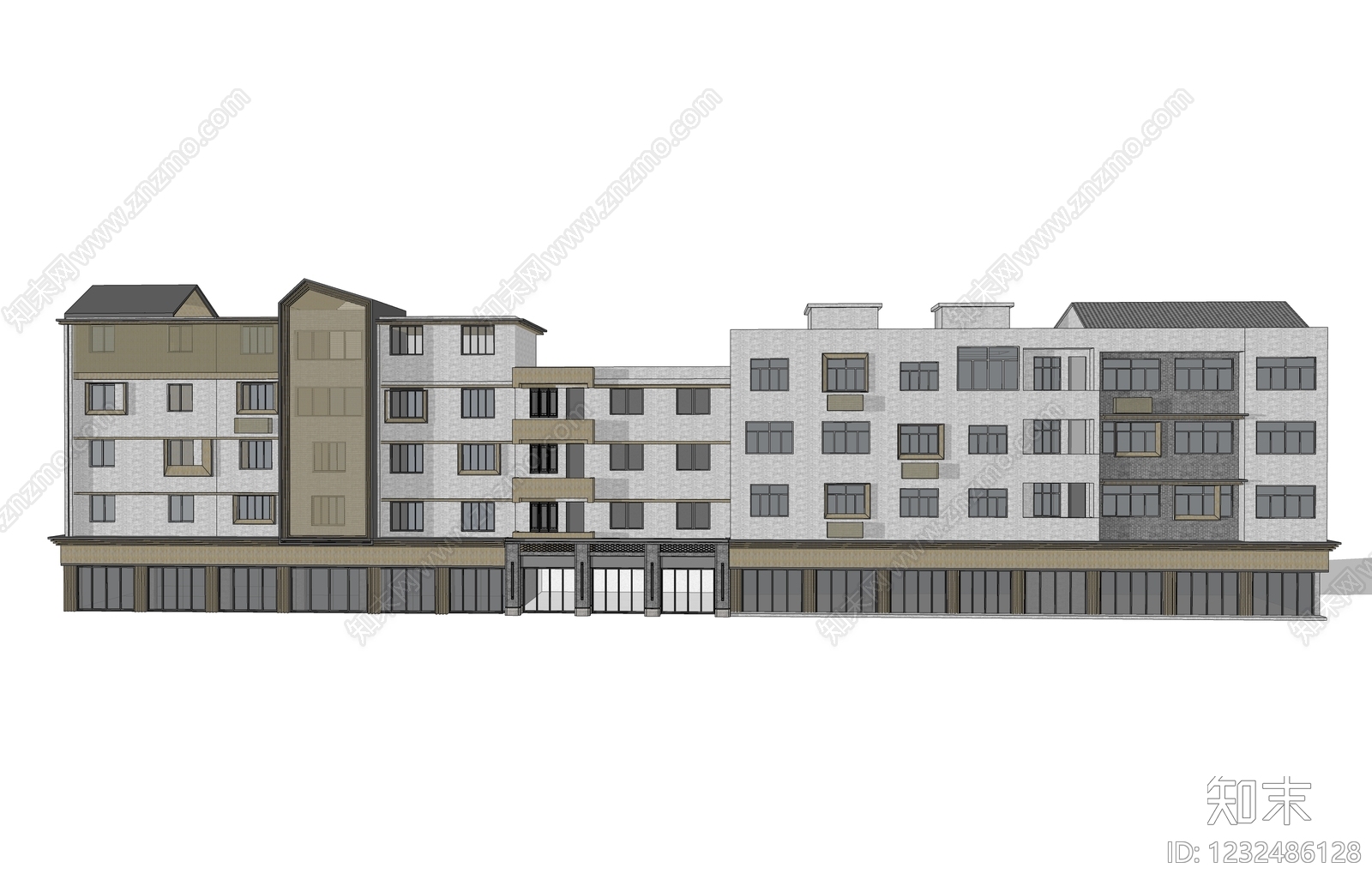 现代多层住宅SU模型下载【ID:1232486128】