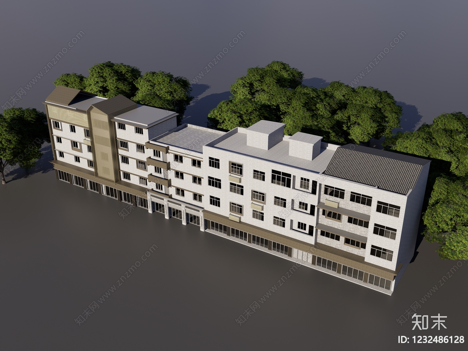 现代多层住宅SU模型下载【ID:1232486128】
