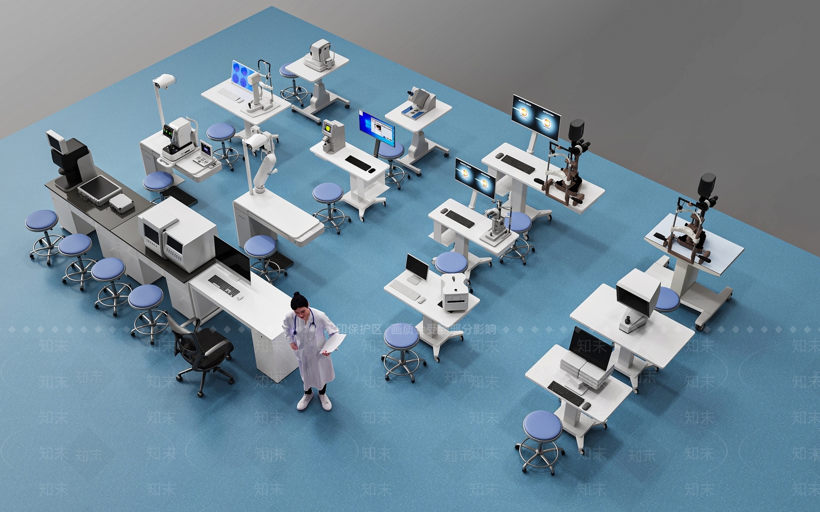 现代简约医院3D模型渲染效果图