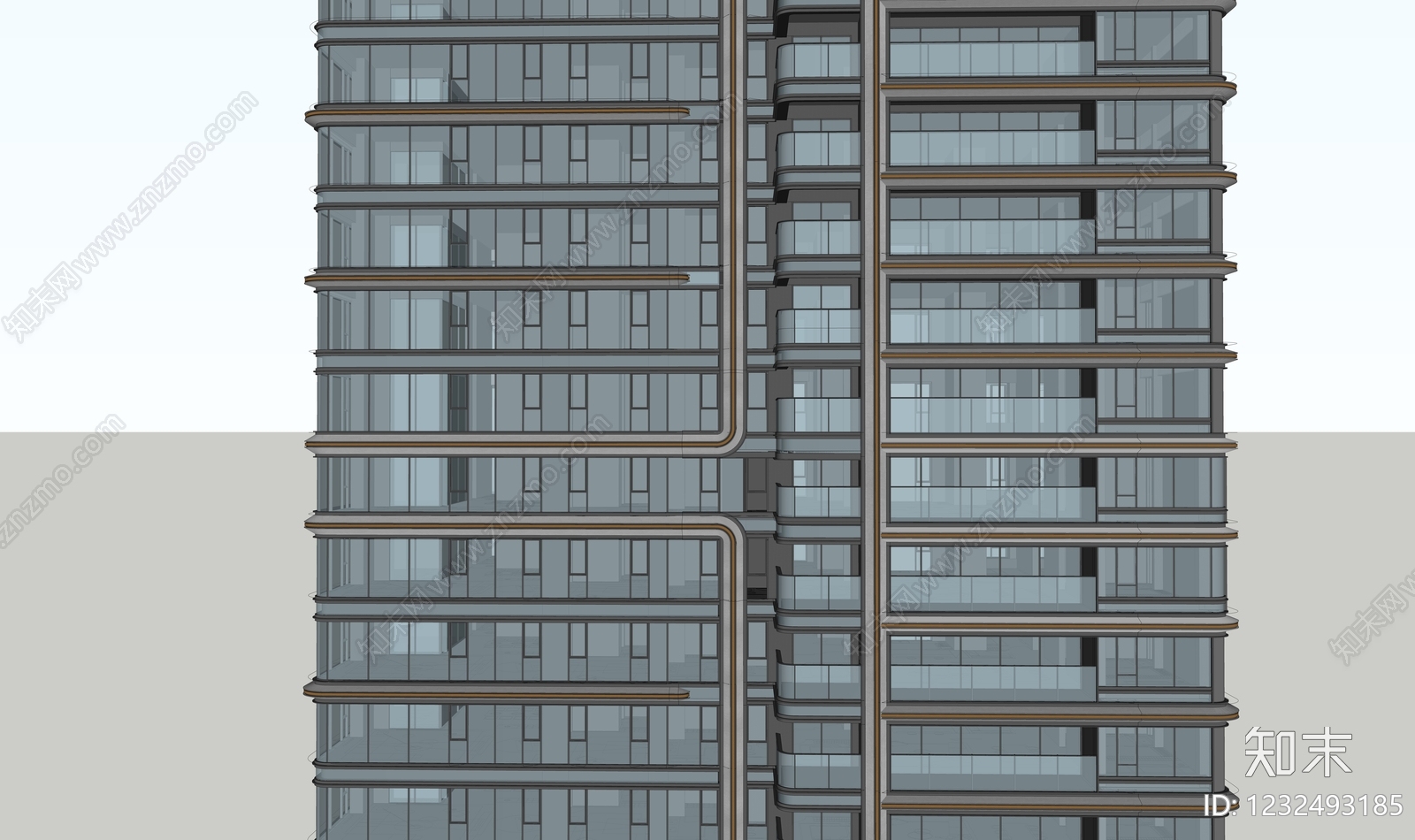 现代主义超高层住宅楼SU模型下载【ID:1232493185】