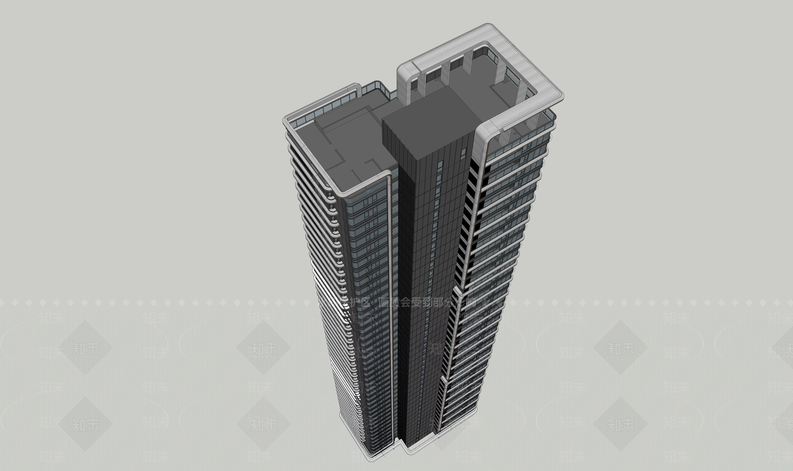 现代主义超高层住宅楼SU模型下载【ID:1232493185】
