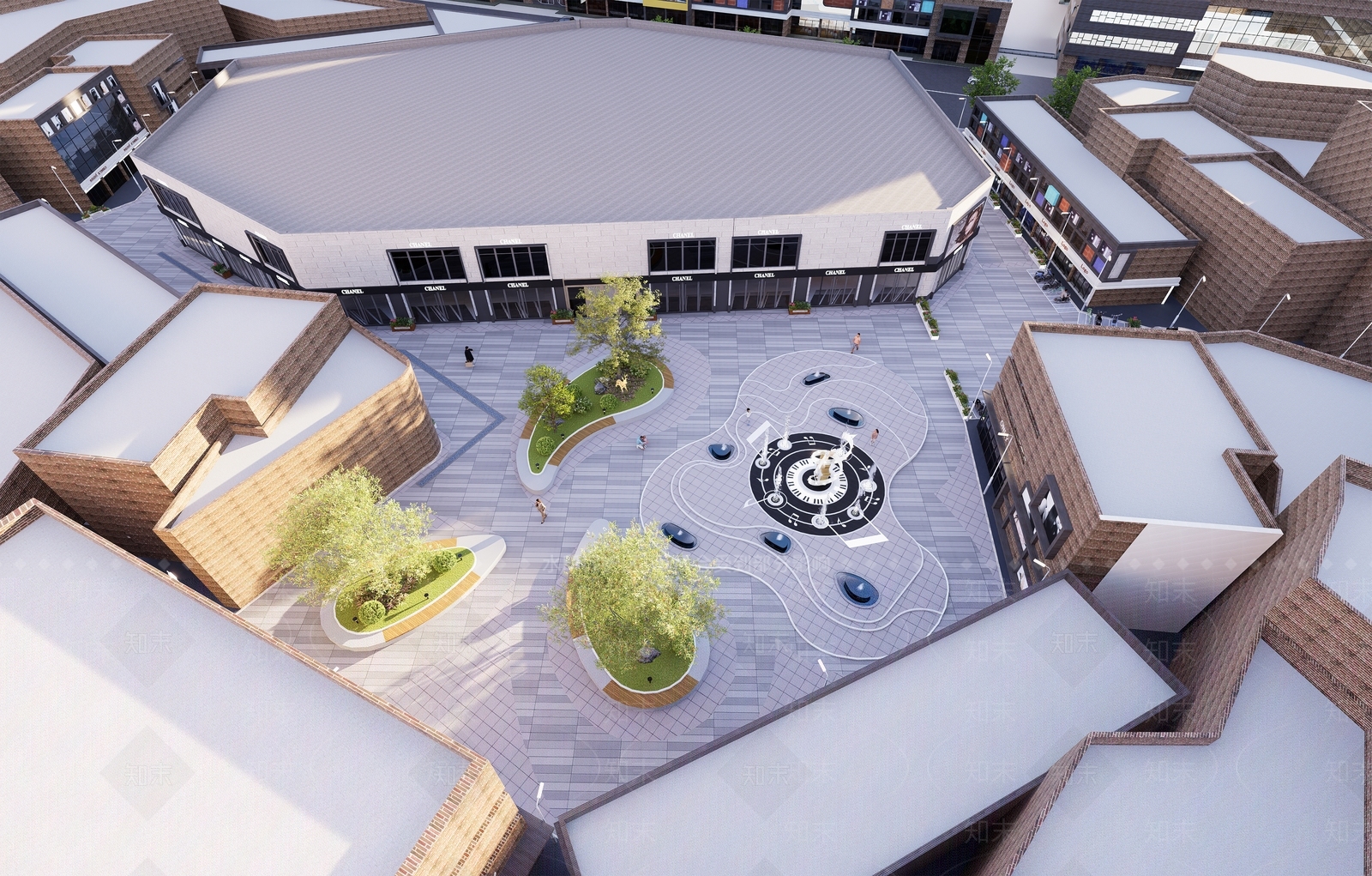 现代主义广场景观SU模型下载【ID:1232493812】