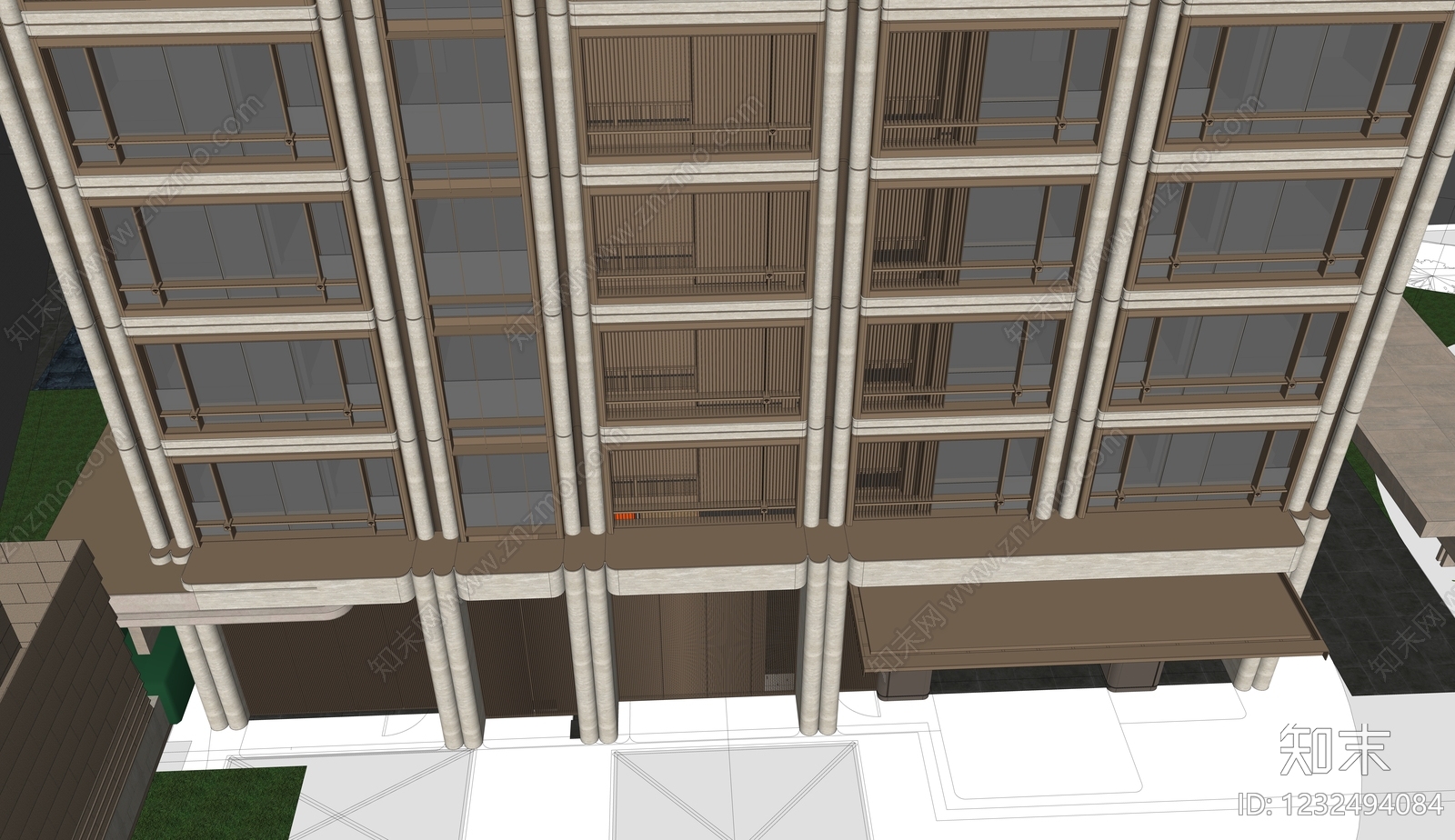 现代小高层住宅楼SU模型下载【ID:1232494084】