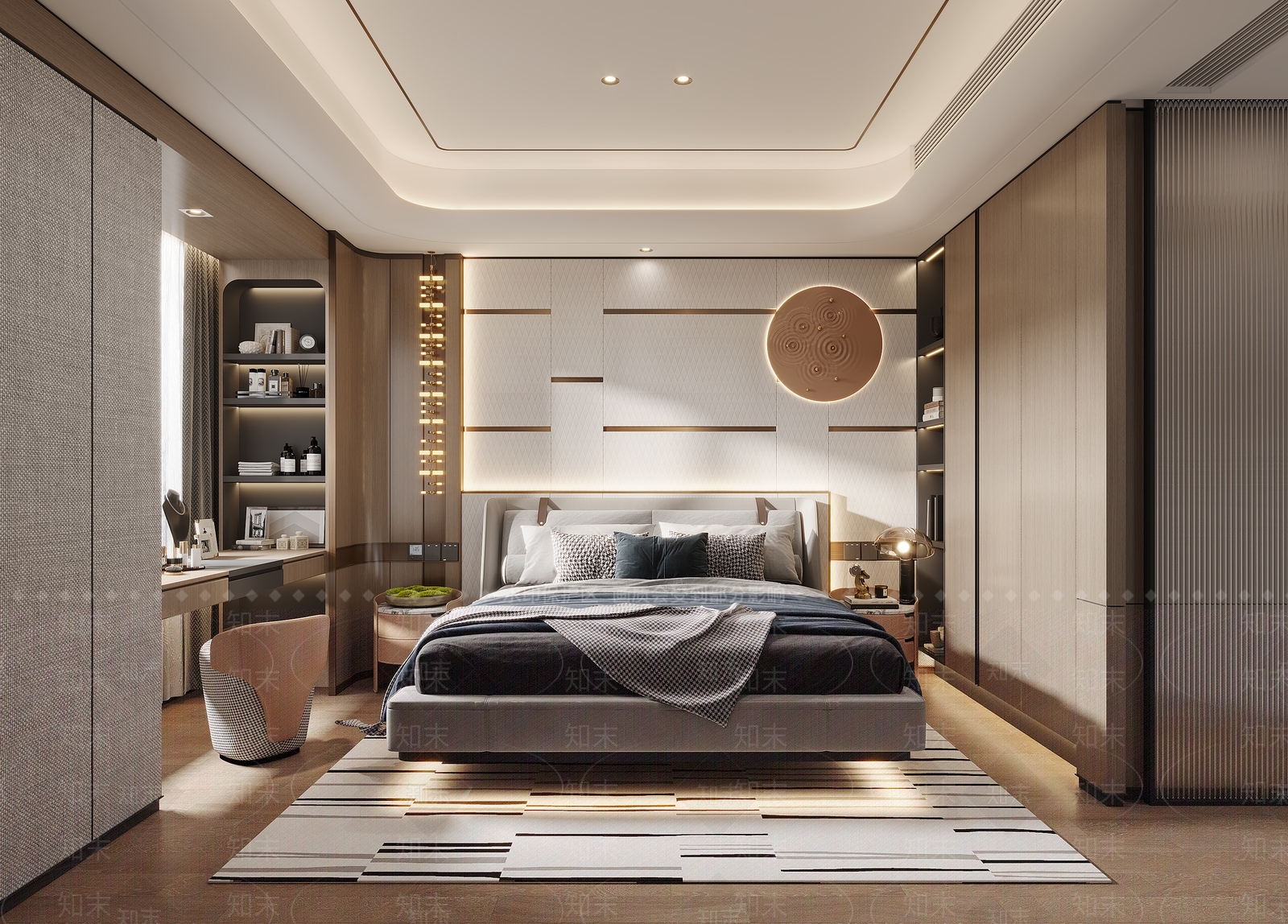 轻奢主卧3D模型下载【ID:1232493947】