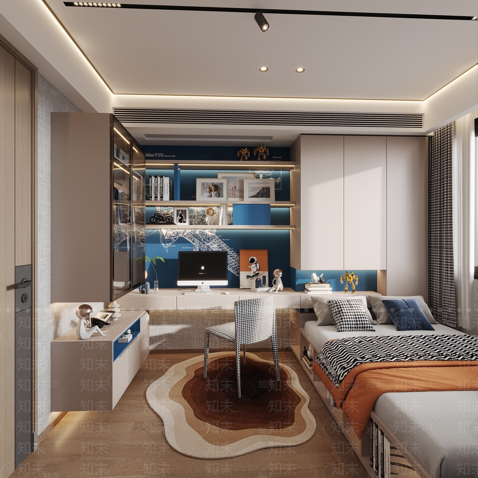 轻奢主卧3D模型下载【ID:1232493947】