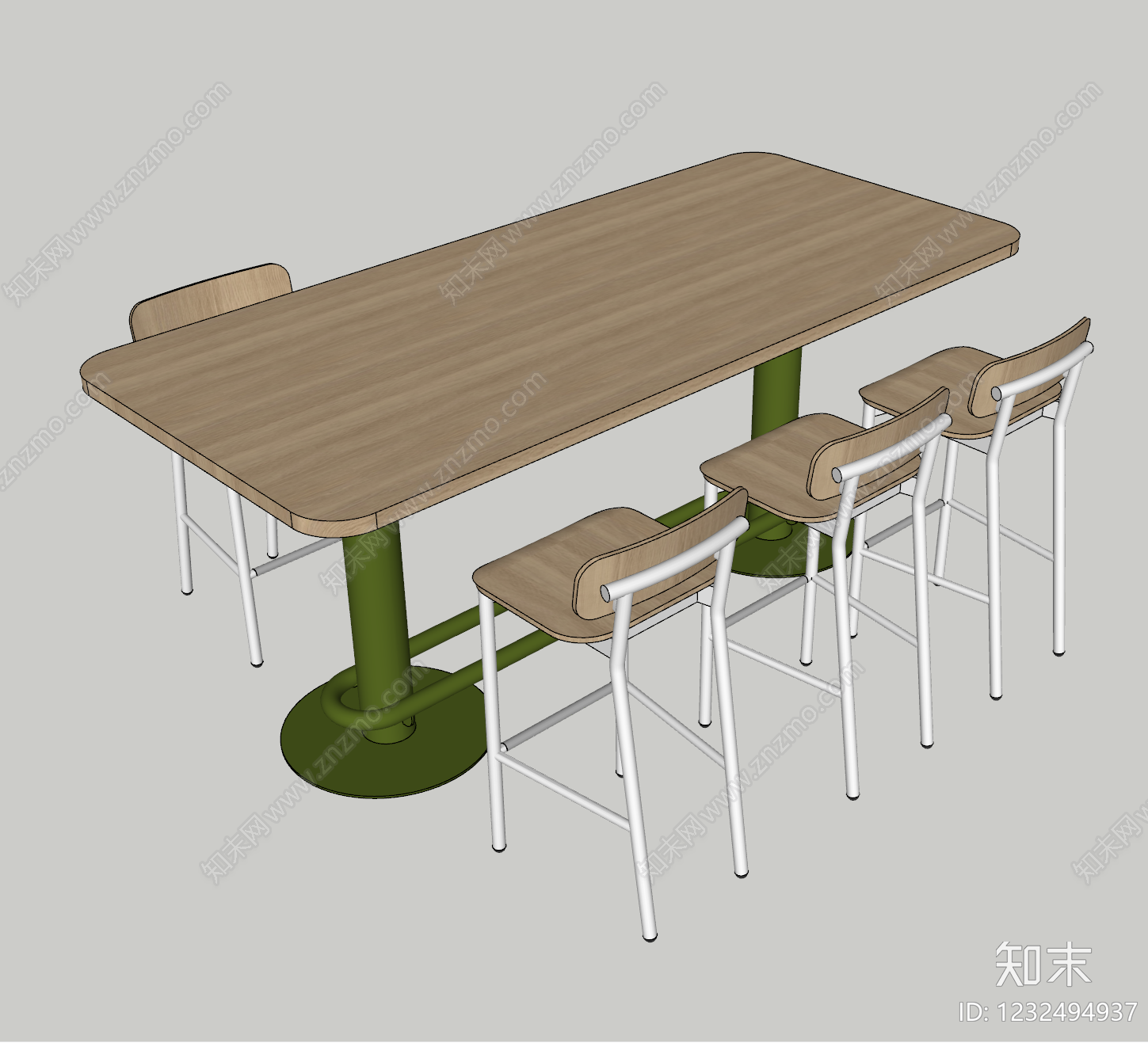 原木风餐桌椅SU模型下载【ID:1232494937】