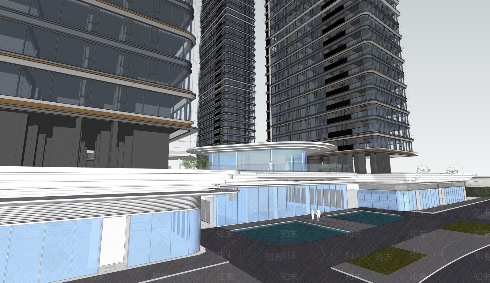 现代主义小区建筑SU模型下载【ID:1232495987】
