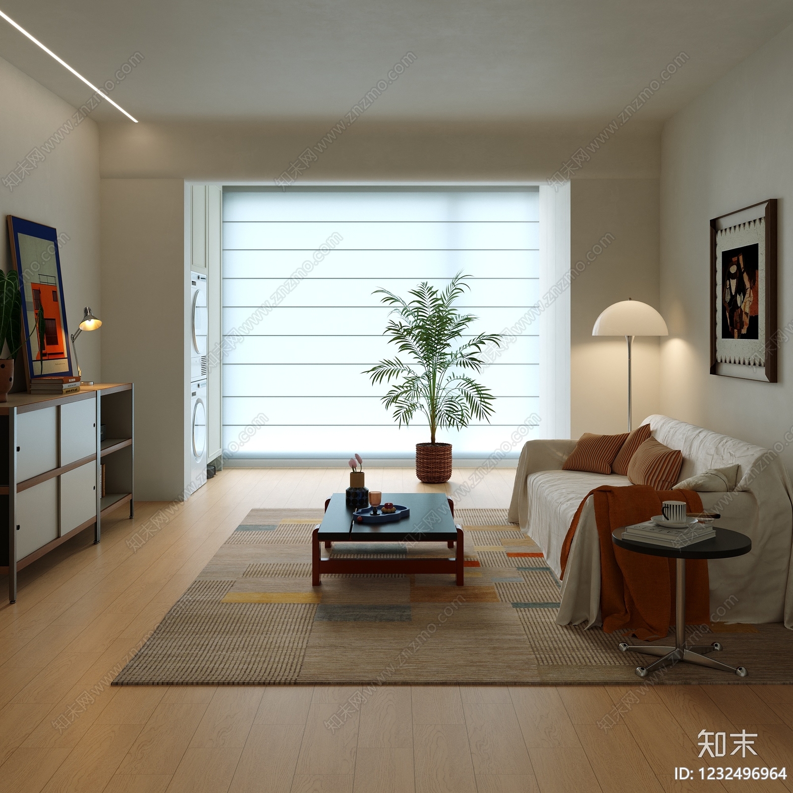 现代简约家居客厅3D模型下载【ID:1232496964】