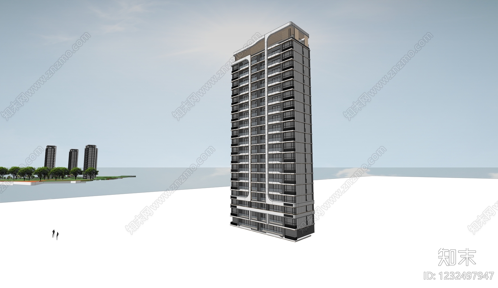 现代小高层住宅楼SU模型下载【ID:1232497947】