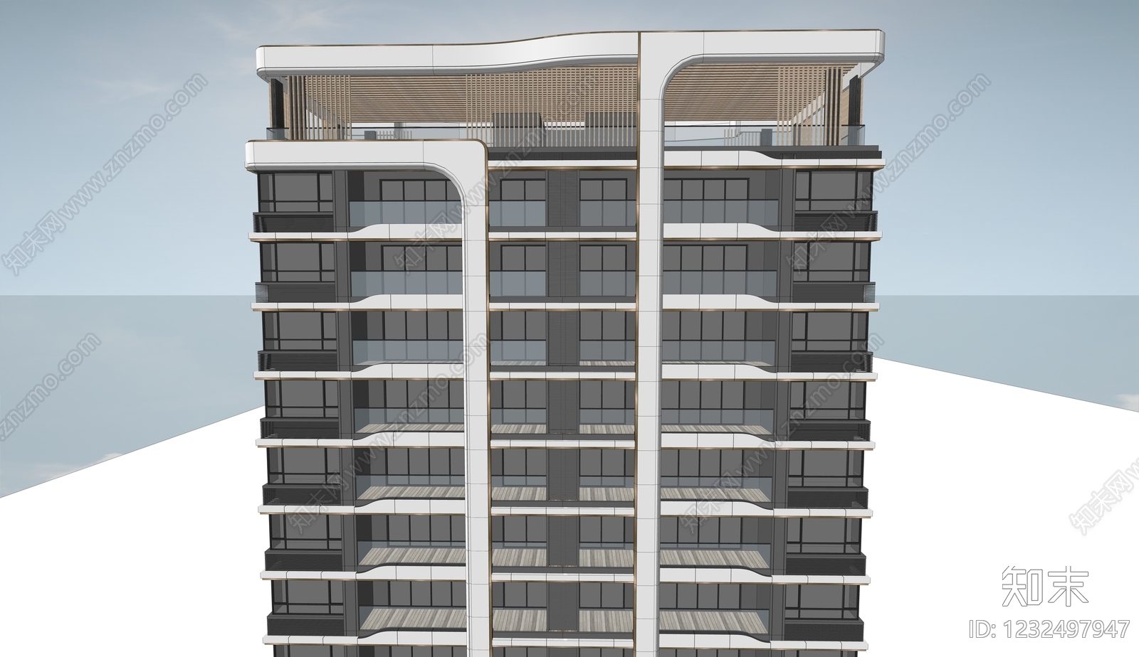 现代小高层住宅楼SU模型下载【ID:1232497947】