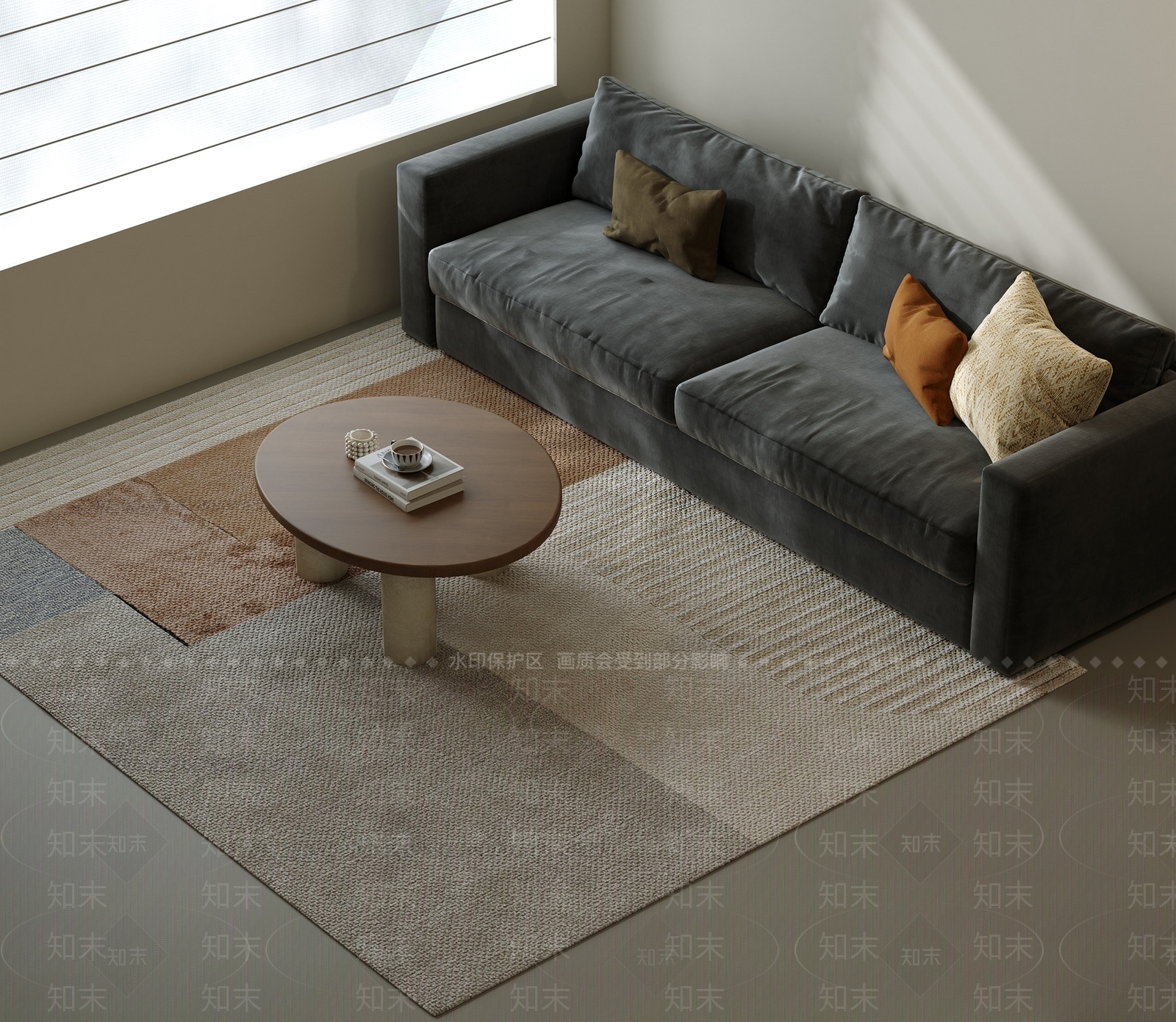 侘寂多人沙发3D模型下载【ID:1232498910】