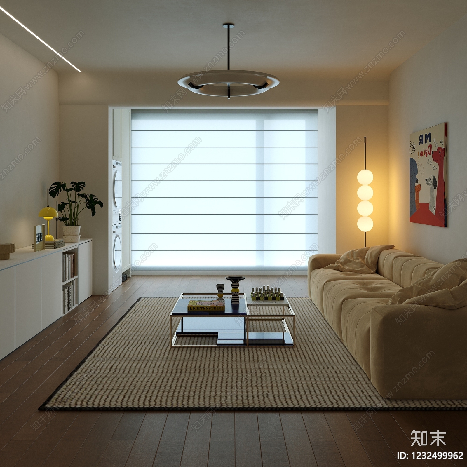 奶油风家居客厅3D模型下载【ID:1232499962】