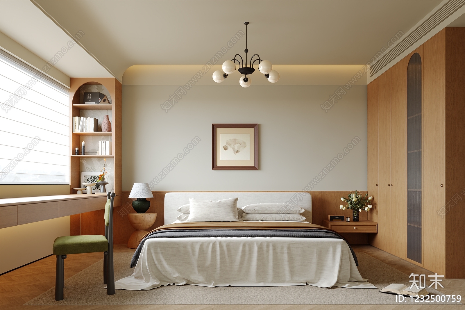 原木风主卧SU模型下载【ID:1232500759】