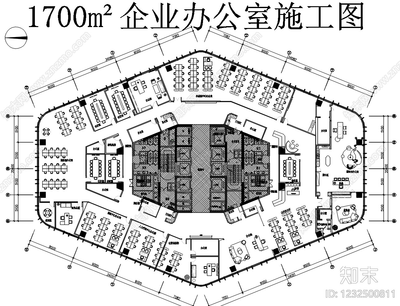 整体办公空间cad施工图下载【ID:1232500811】