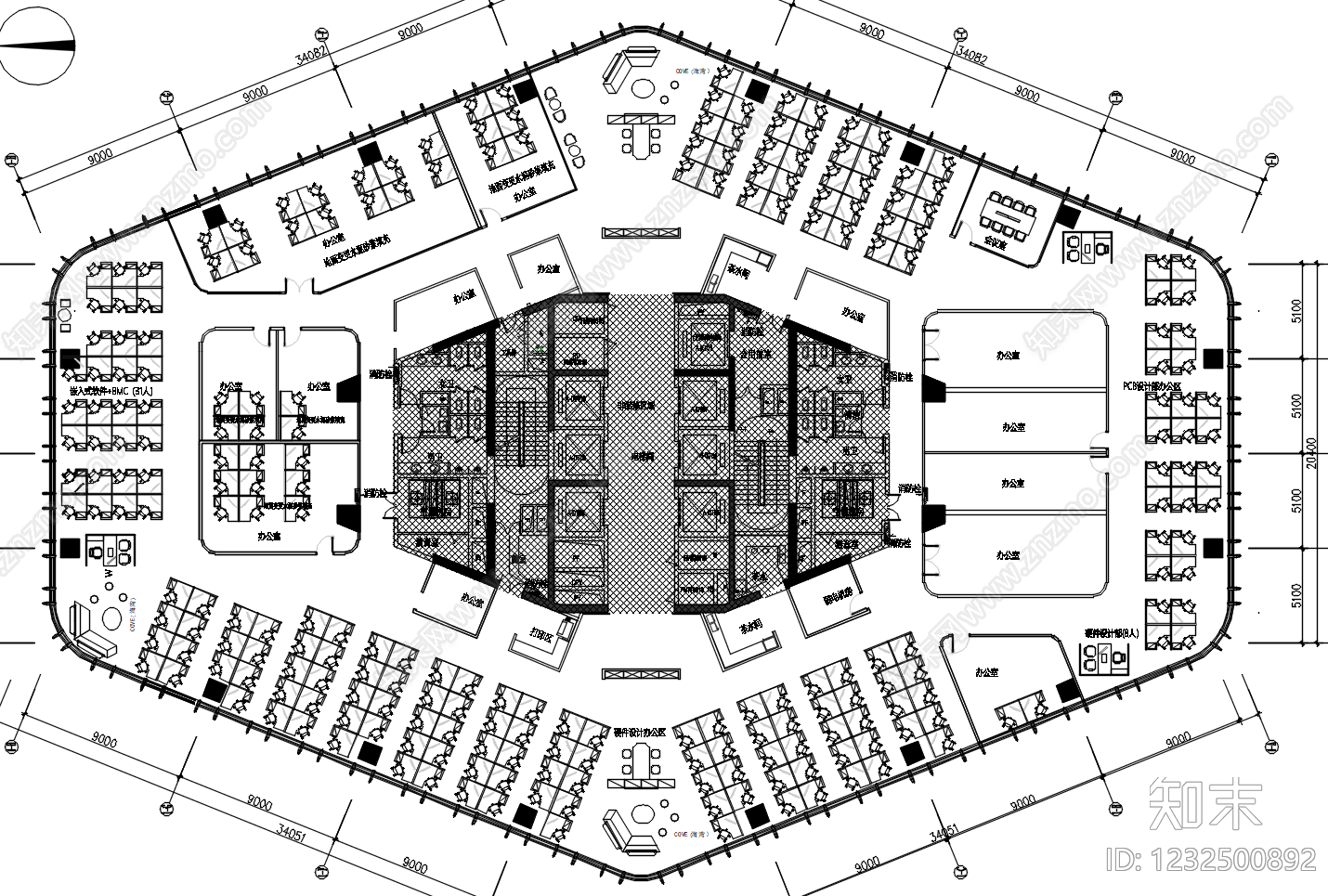 整体办公空间cad施工图下载【ID:1232500892】