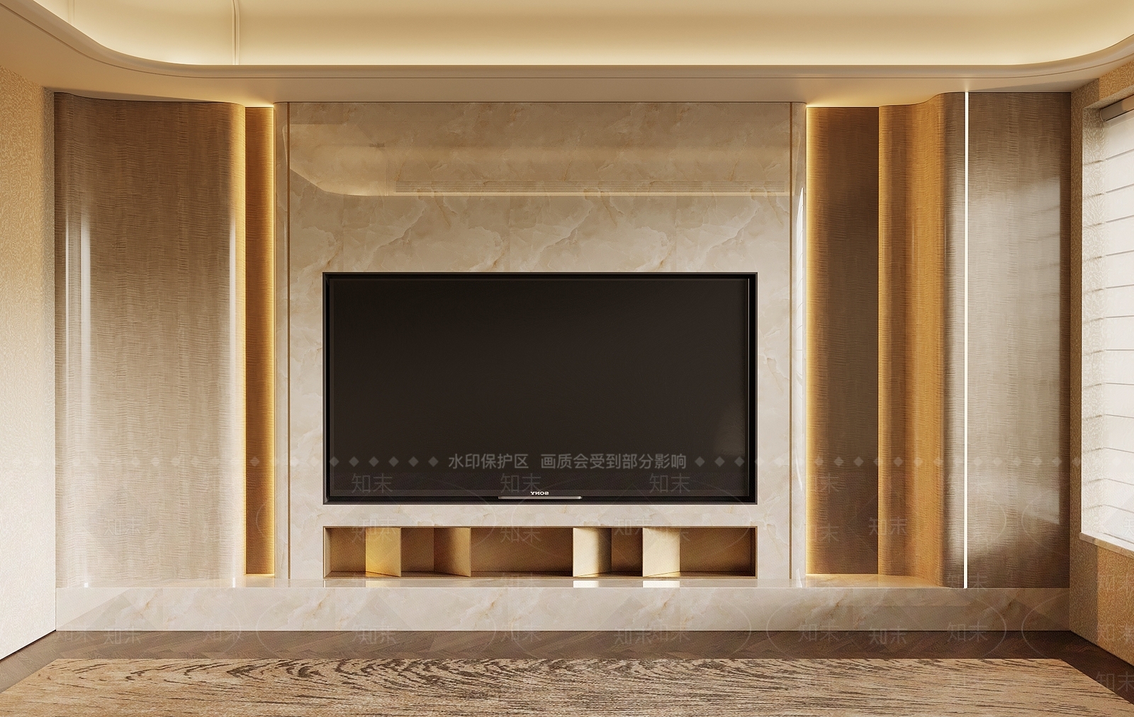 轻奢电视背景墙3D模型下载【ID:1232502419】