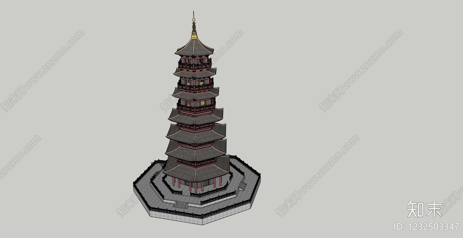 中式古建古建筑SU模型下载【ID:1232503347】