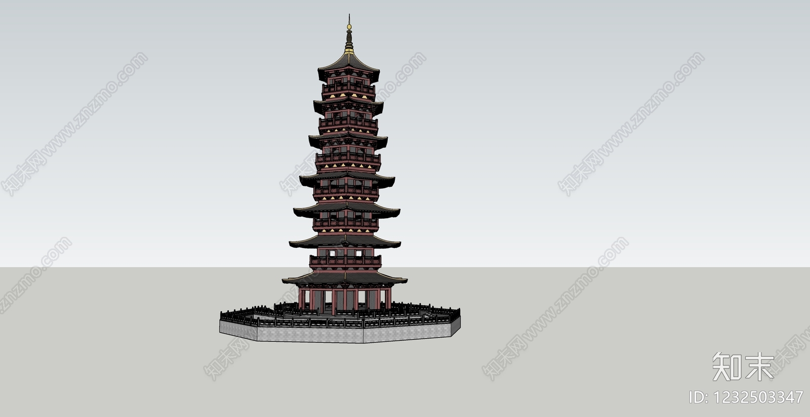 中式古建古建筑SU模型下载【ID:1232503347】