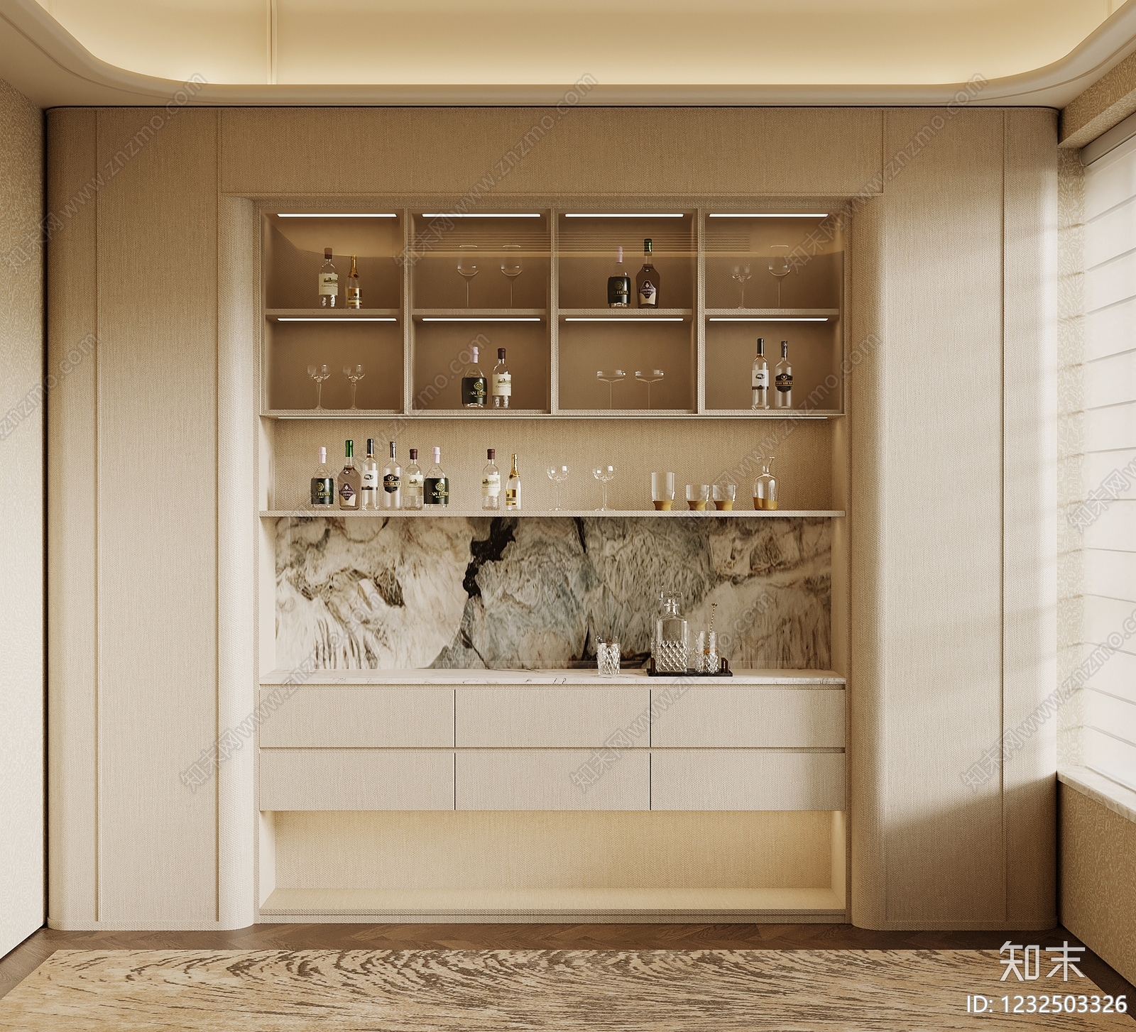 现代酒柜SU模型下载【ID:1232503326】