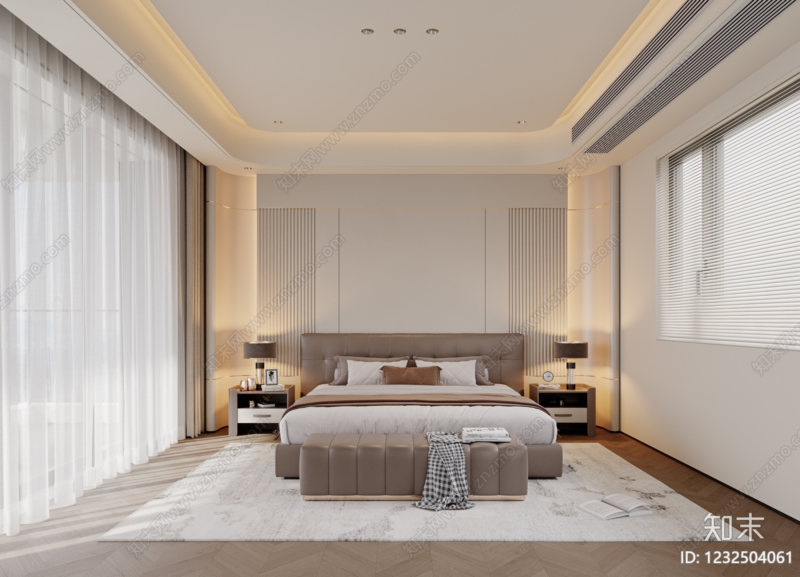 轻奢主卧3D模型下载【ID:1232504061】