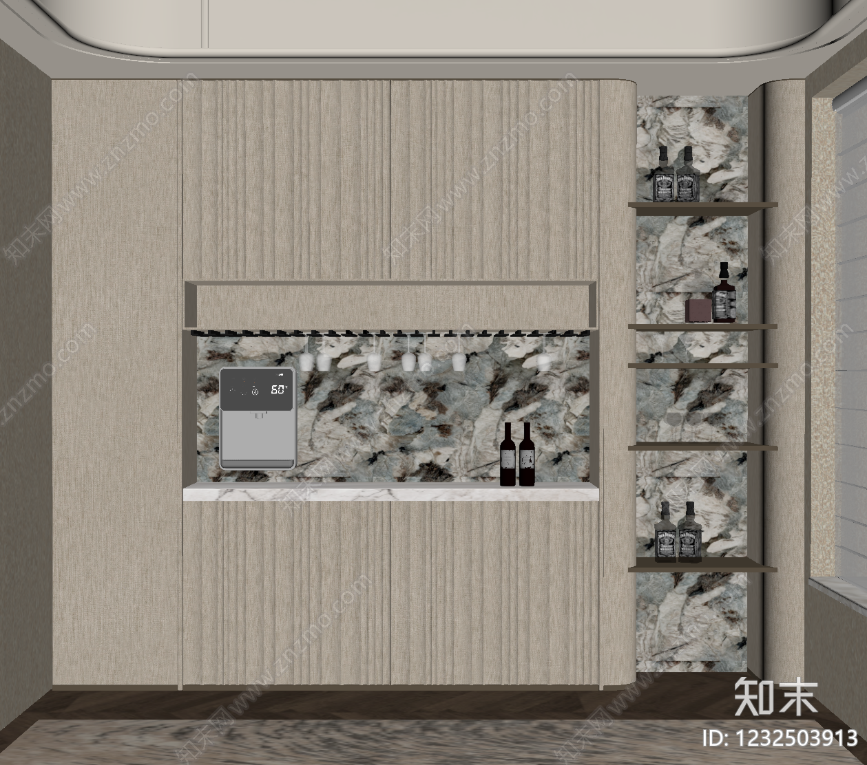 轻奢酒柜SU模型下载【ID:1232503913】