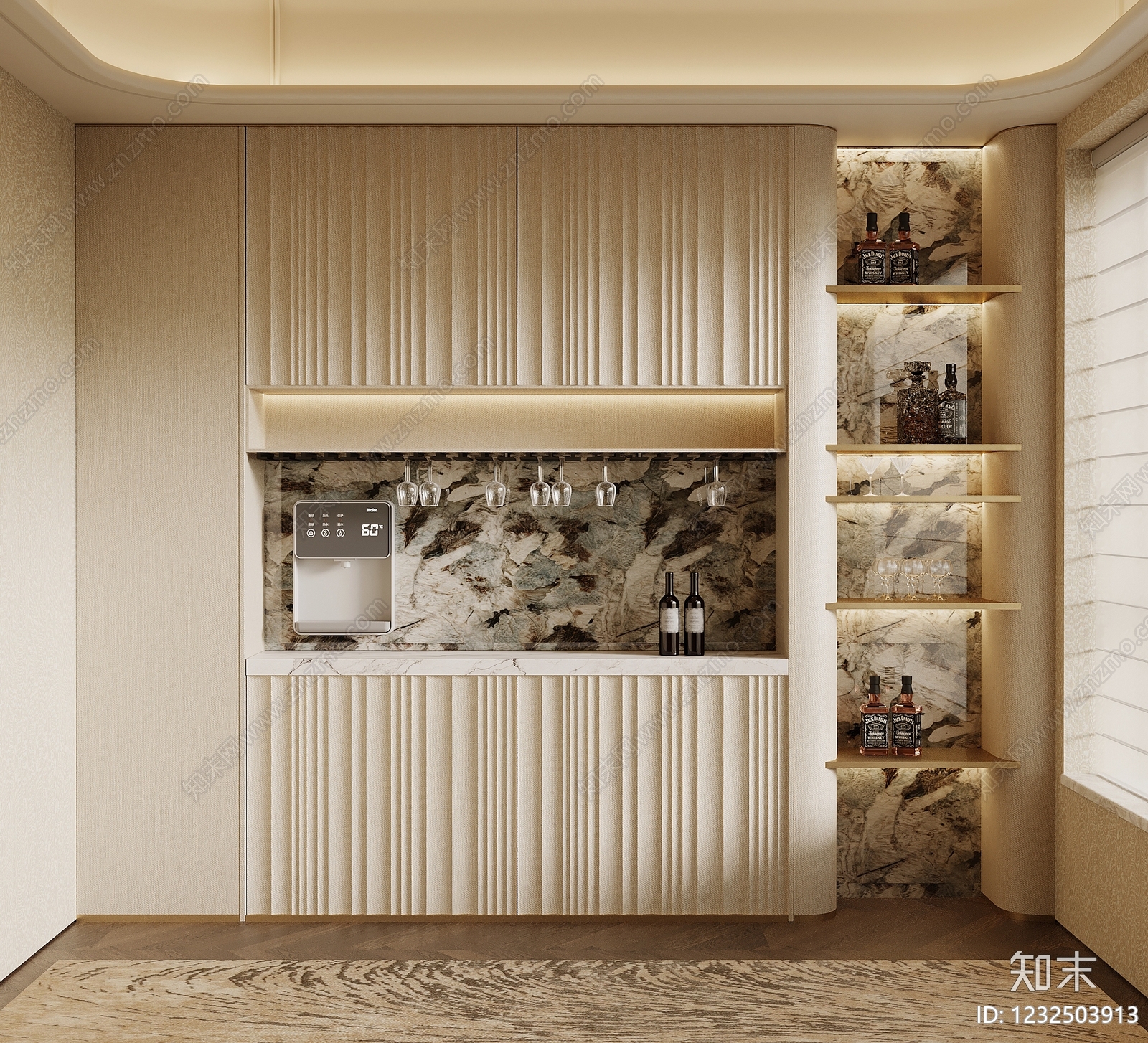 轻奢酒柜SU模型下载【ID:1232503913】