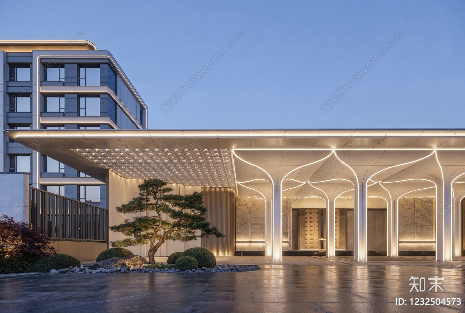 现代小区建筑SU模型下载【ID:1232504573】