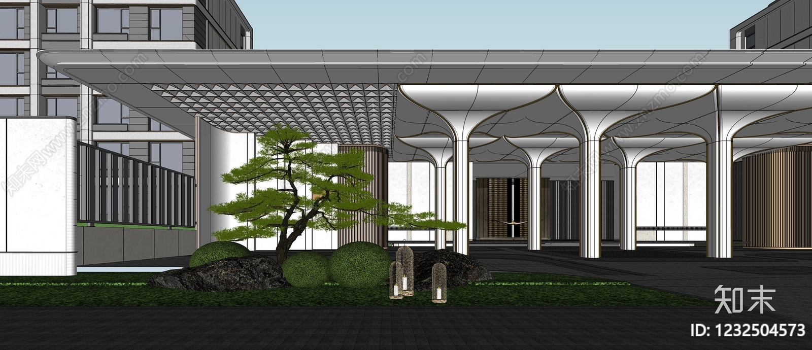 现代小区建筑SU模型下载【ID:1232504573】