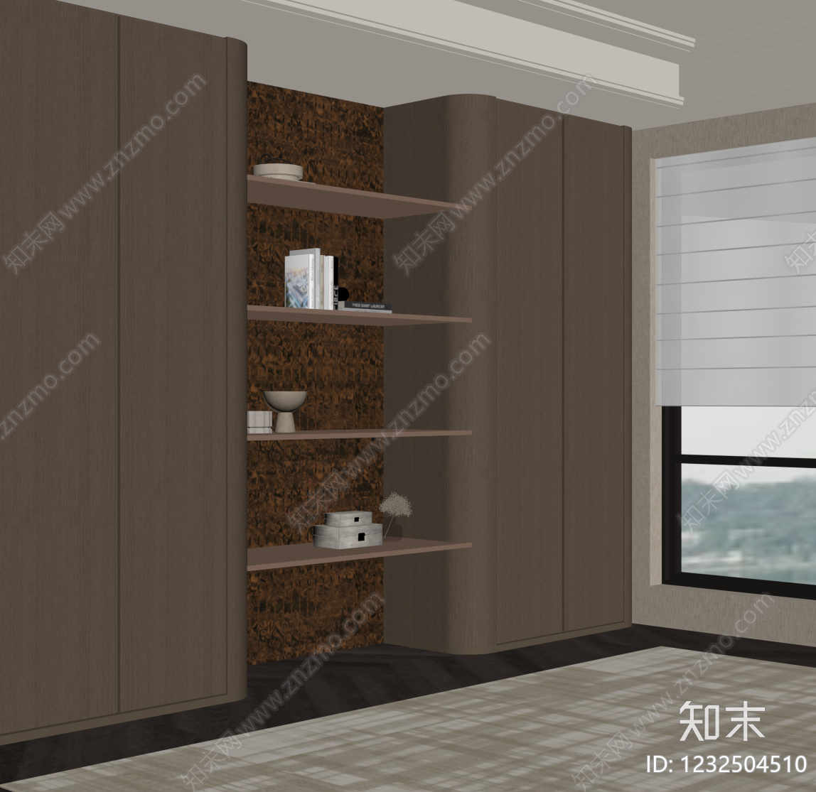中古风书柜SU模型下载【ID:1232504510】