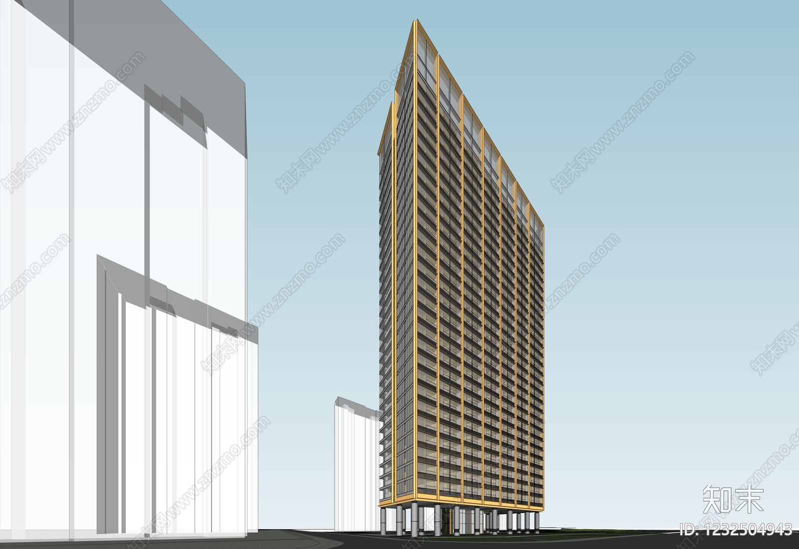 现代主义超高层住宅楼SU模型下载【ID:1232504943】