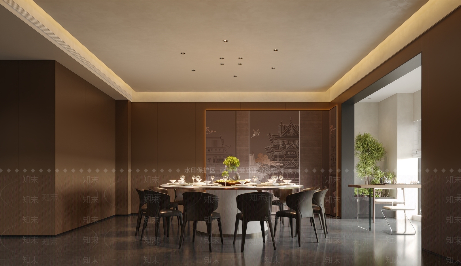 新中式中餐厅3D模型下载【ID:1232505718】
