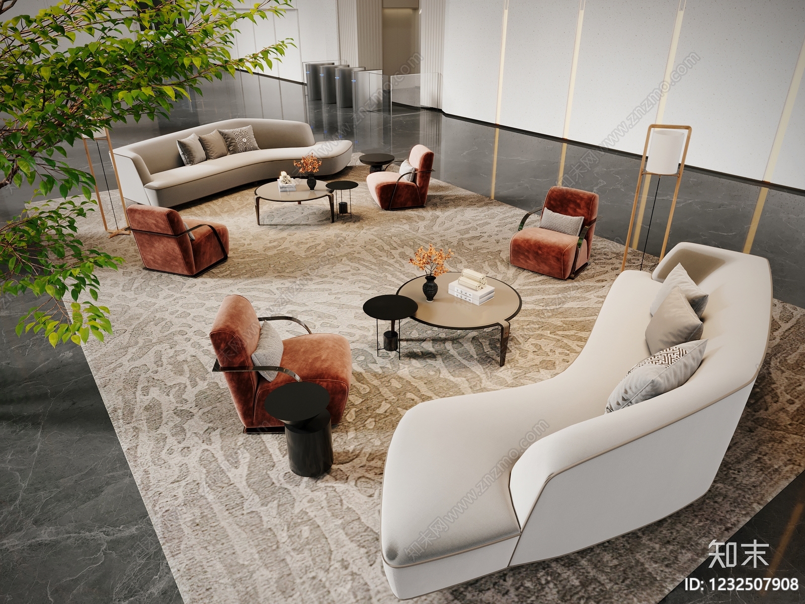 轻奢休息区3D模型下载【ID:1232507908】