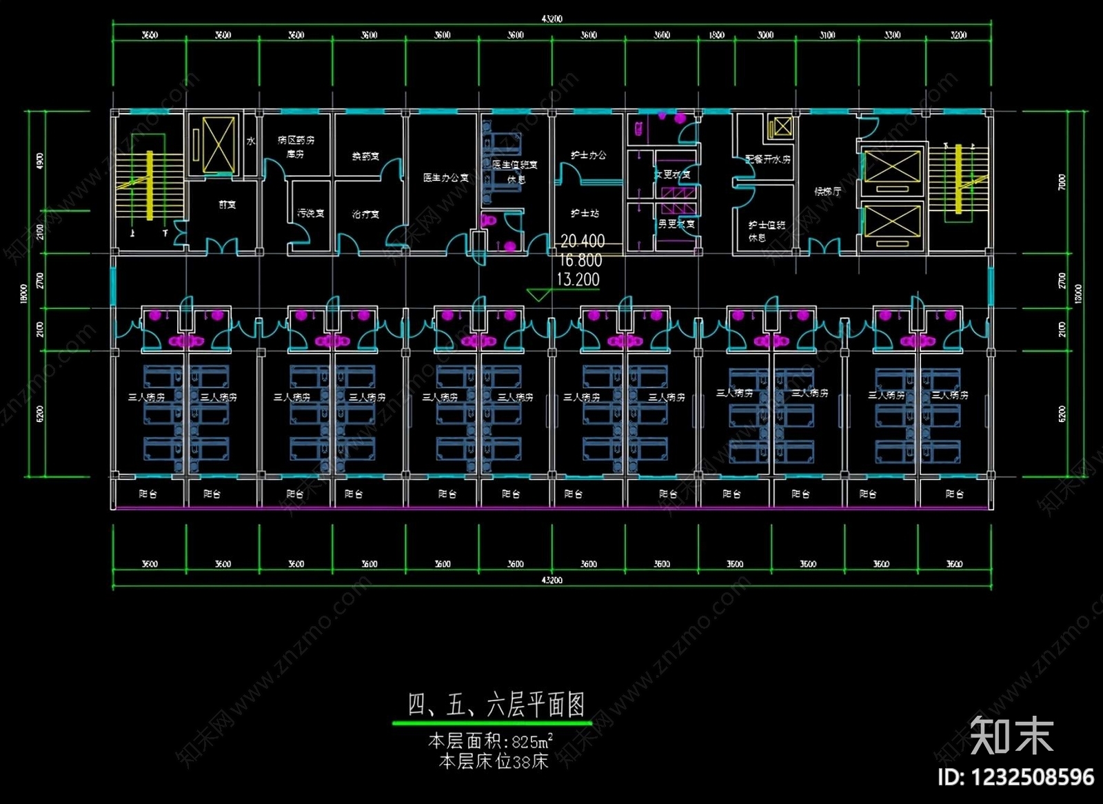 医院建筑cad施工图下载【ID:1232508596】